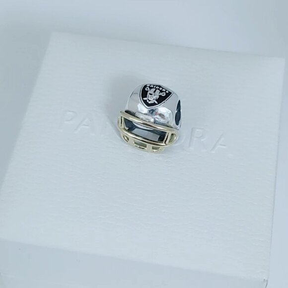 Pandora Las Vegas Raiders Football Helmet Bead Charm Pendant S925 ALE - Picture 5 of 7